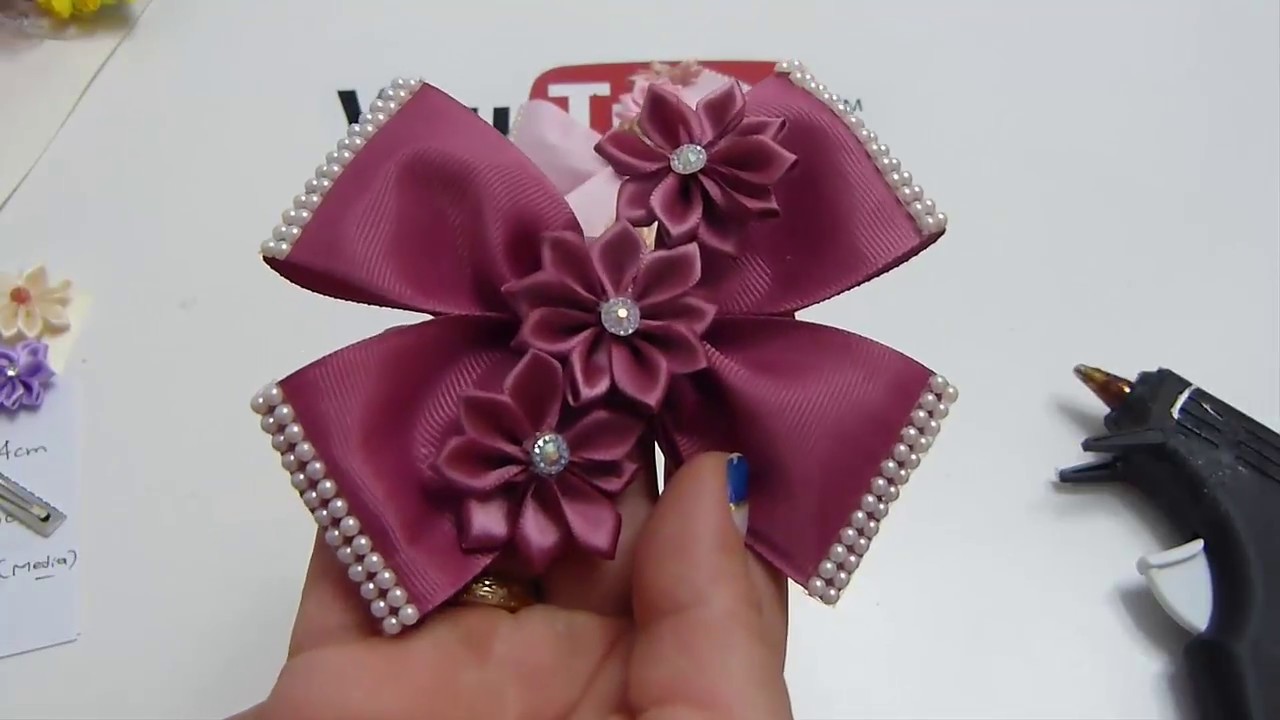 Moños y flores de liston,How to make bows and flowers with ribbon