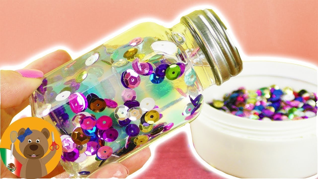 Botella anti estrés con perlas de agua y lentejuelas. Ideas DIY super bonita