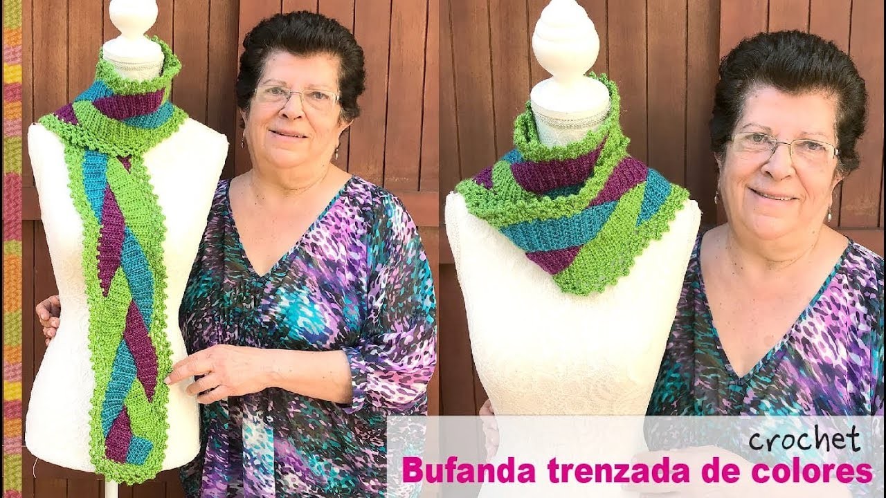 Bufanda trenzada de colores tejida a crochet - Tejiendo Perú