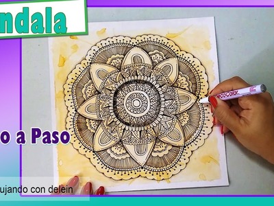 Como dibujar un Mandala sin compás, mandala a mano alzada #6