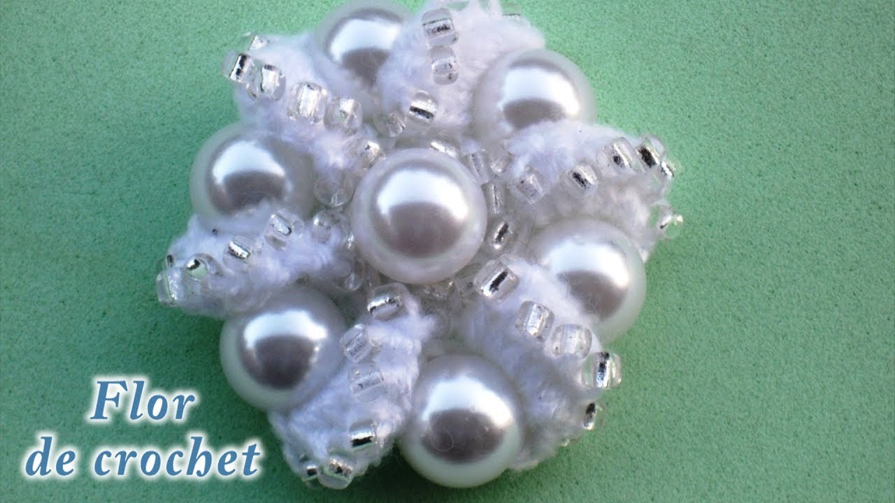 DIY - Flor a crochet de perlas y mostacillas DIY - Crochet flower of pearls and beads