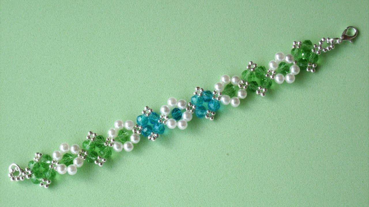 # DIY - Pulsera con rondeles azules y verdes # DIY - Bracelet with blue and green rondeles