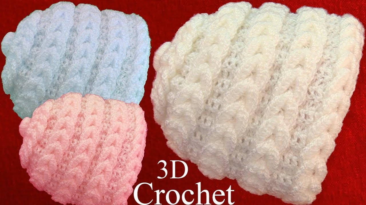 Gorro bufanda a Crochet punto en 3D argollas trenzadas tejido tallermanualperu