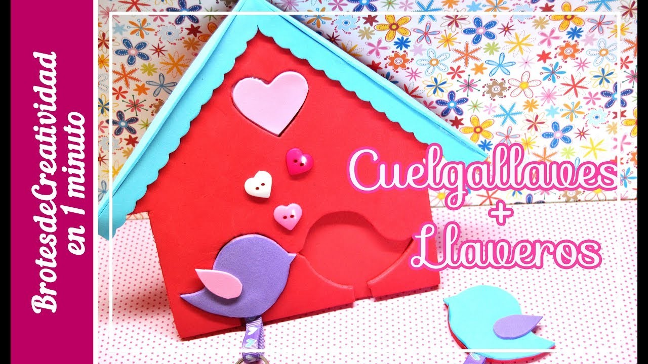 ¡Hermoso Cuelgallave + llavero hecho de goma eva.foamy!★  Tutoriales en 1 minuto