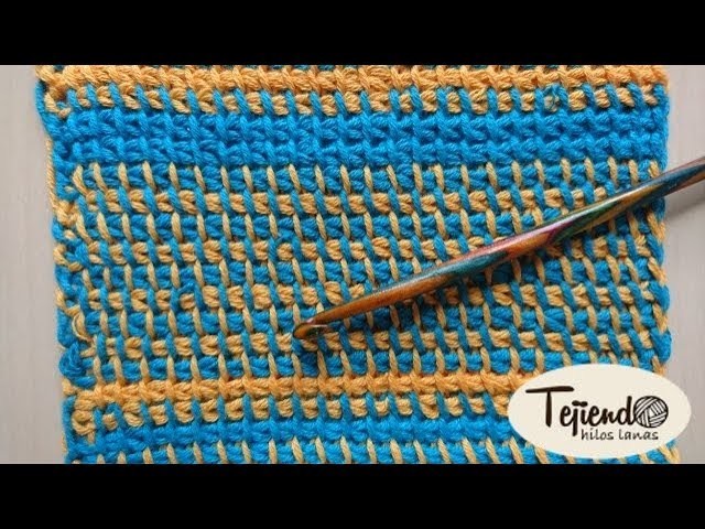 Intercalando varios colores en el punto tunecino.