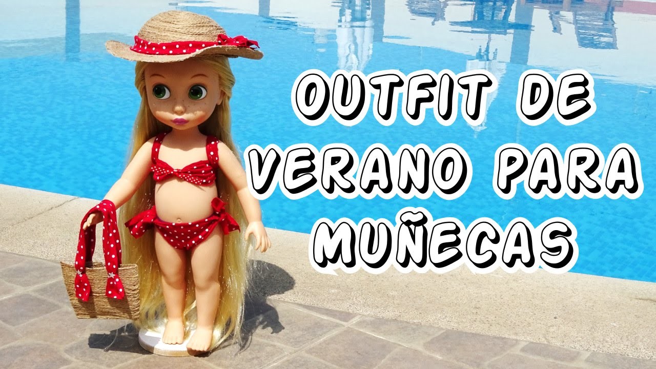 Outfit de verano para tus Muñecas Bikini Sombrero y Bolso sin costura