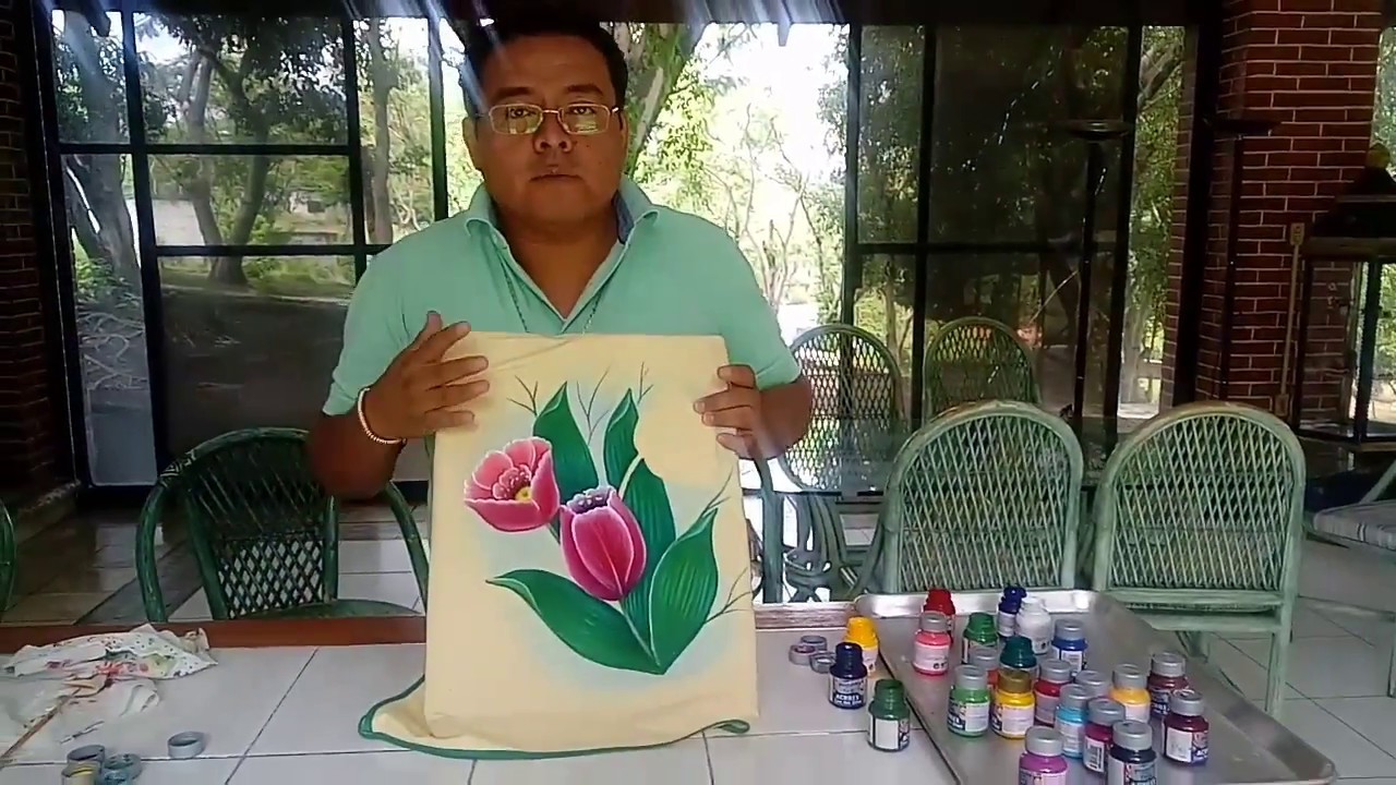Tutorial pintura textil,  luz y sombra en tulipanes.