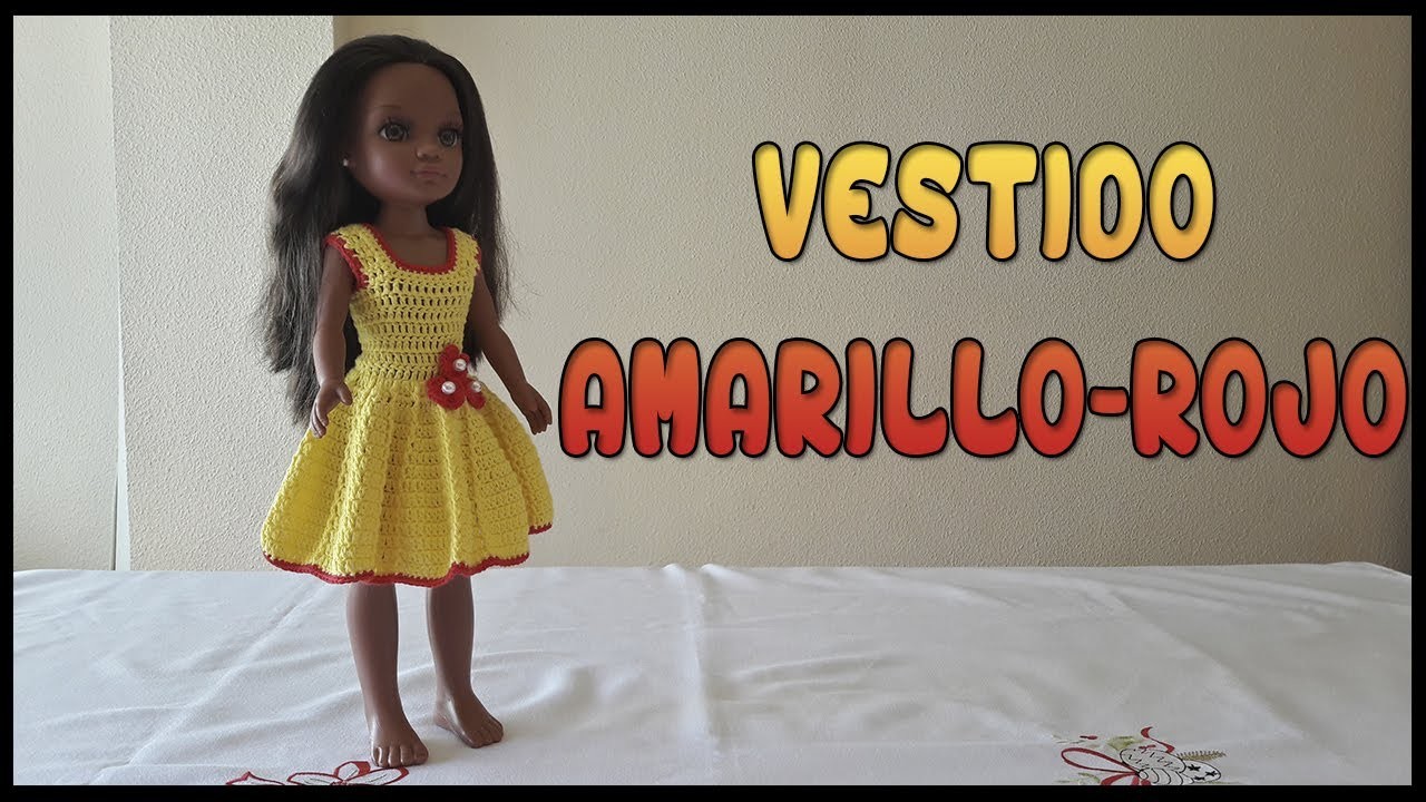 Vestido Amarillo-Rojo para muñeca Nancy