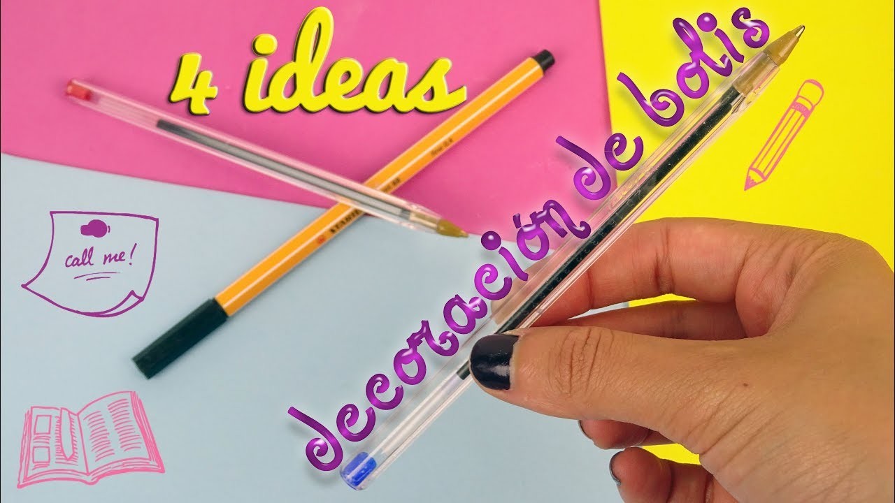4 IDEAS para decorar tus BOLÍGRAFOS EN 5 MINUTOS - ESPECIAL VUELTA A CLASE