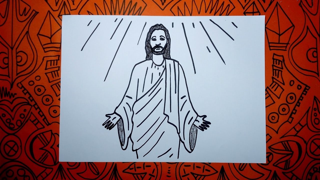 Aprenden a dibujar a Jesús con manos abiertas paso a paso