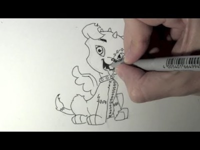 Cómo dibujar a Watzit, el perro de Frankie Stein de Monster High - Dibujos para Pintar
