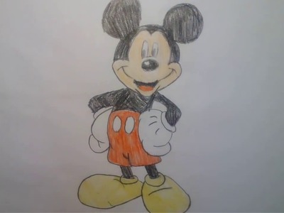 Cómo colorear a Mickey Mouse a lápiz paso a paso - Fácil - para niños
