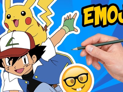 COMO DIBUJAR A ASH Y PIKACHU AL ESTILO EMOJI - Pokemon Art Challenge