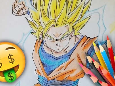 Cómo dibujar a Goku SSJ2 con los MATERIALES MÁS BARATOS