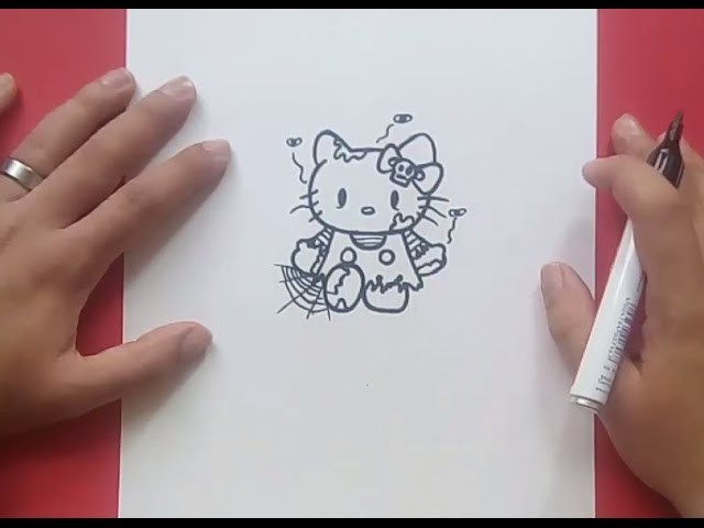 Como dibujar a Hello Kitty zombie paso a paso | How to draw Hello Kitty zombie