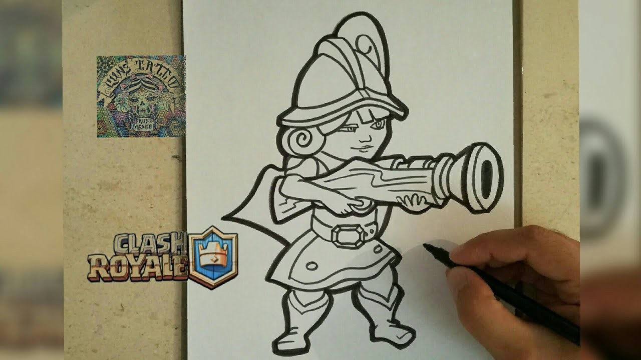 COMO DIBUJAR A LA MOSQUETERA - CLASH ROYALE. how to draw musketeer - clash royale