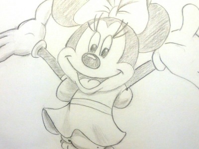 Cómo dibujar a Minnie Mouse a lápiz paso a paso - Fácil para niños - Disney