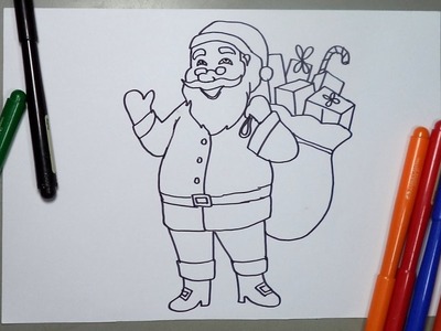 Cómo dibujar a Papa Noel, Santa Claus fácil paso a paso