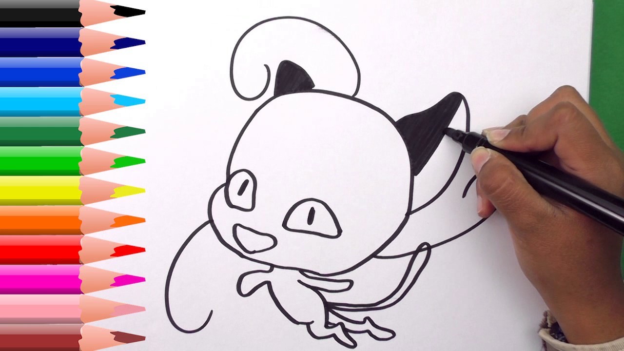 Como dibujar a Plagg Cat noir - Dibujo para Niños - How to draw and paint