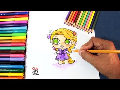 Cómo dibujar a RAPUNZEL Kawaii | How to draw Princess Rapunzel Cute