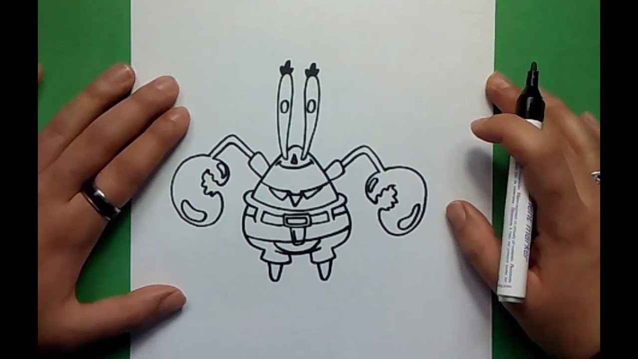 Como dibujar al Señor Cangrejo paso a paso - Bob esponja | How to draw the Lord Crab - Sponge bob