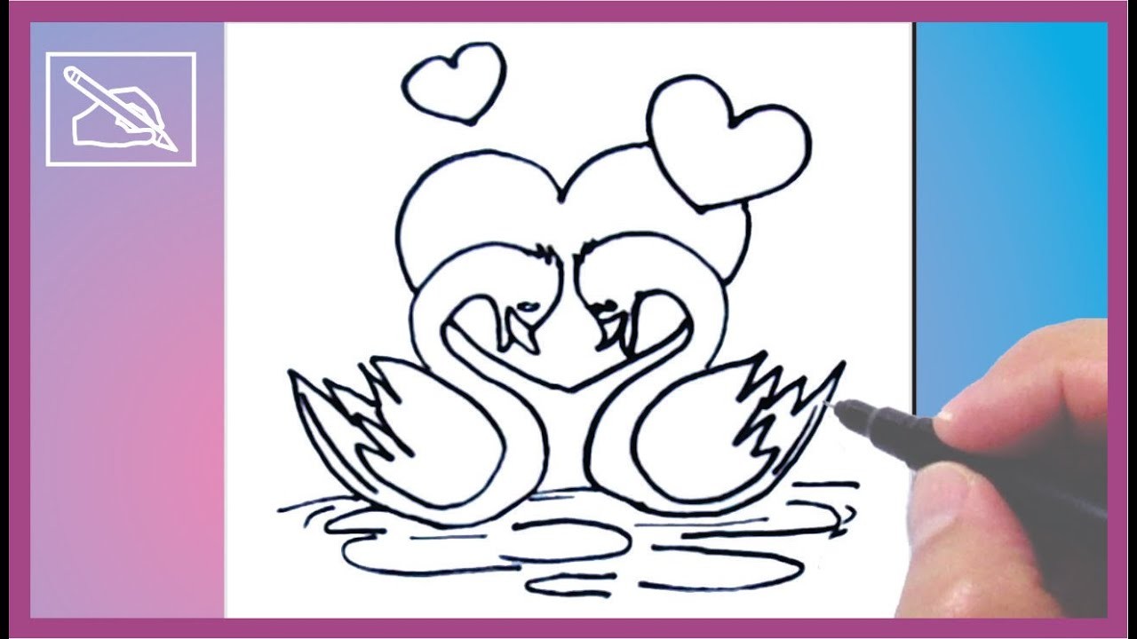 Cómo Dibujar Cisnes Enamorados - Drawing Swans in Love | Dibujando