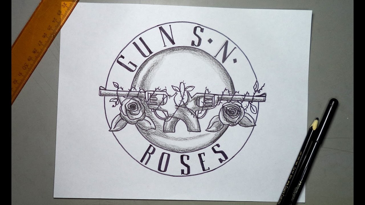 Cómo dibujar el escudo oficial de Guns N'Roses paso a paso