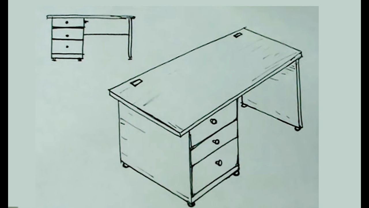 Cómo dibujar fácil un escritorio de oficina o mesa - desk drawing