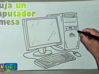 Cómo dibujar fácil un computador de mesa - Desktop computer drawing