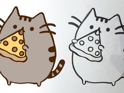 Cómo dibujar Gatito Pusheen Pizzero Kawaii