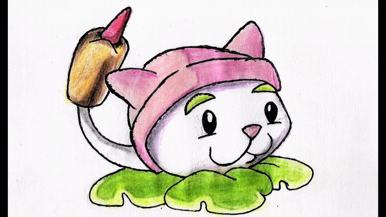 Como dibujar gato cattail (Plants vs zombies) | How to draw Cat cattail | Speed drawing