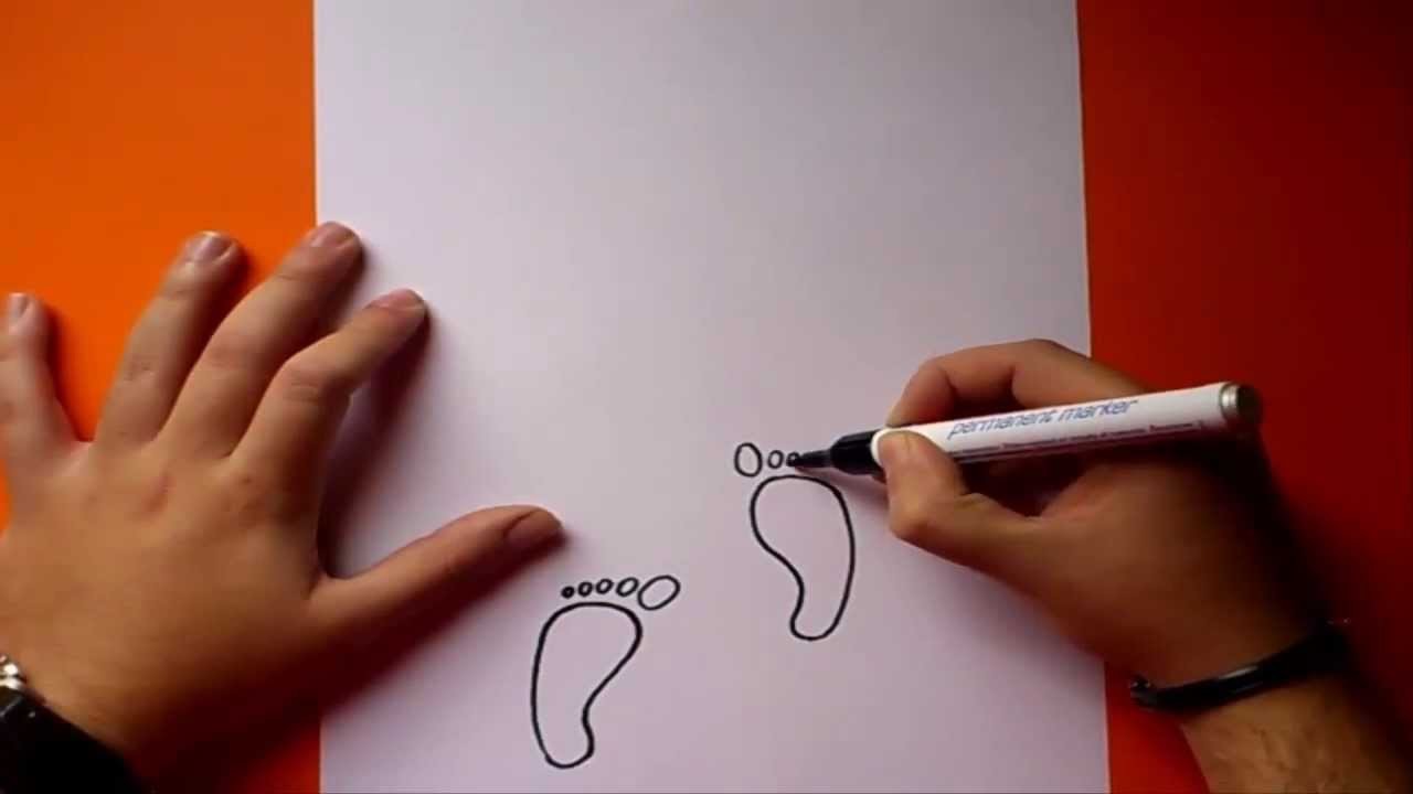 Como dibujar huellas paso a paso 2 | How to draw footprints 2