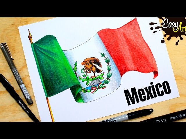 Cómo dibujar la Bandera de México. how to draw the flag of Mexico