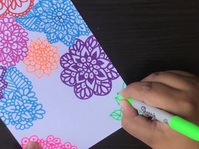 Como dibujar mandalas con sharpie |How to draw Full color mandala page | Speed Draw