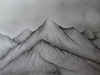 Cómo dibujar montañas realistas a lápiz paso a paso, aprender a dibujar paisajes