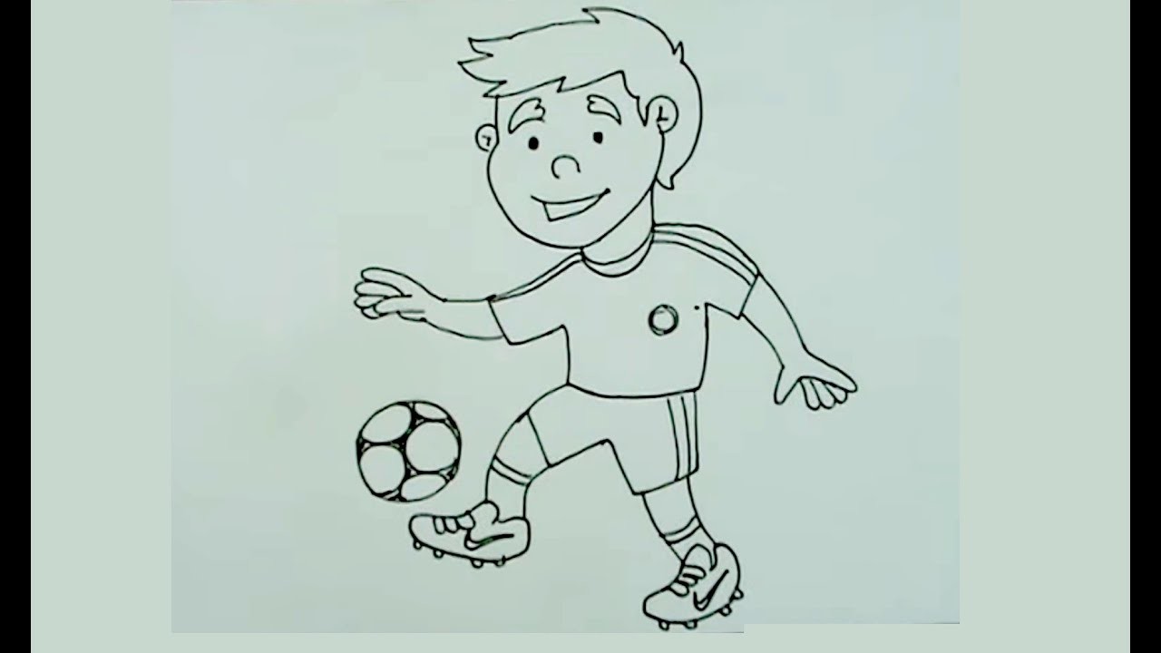 Cómo dibujar paso a paso un niño jugando fútbol