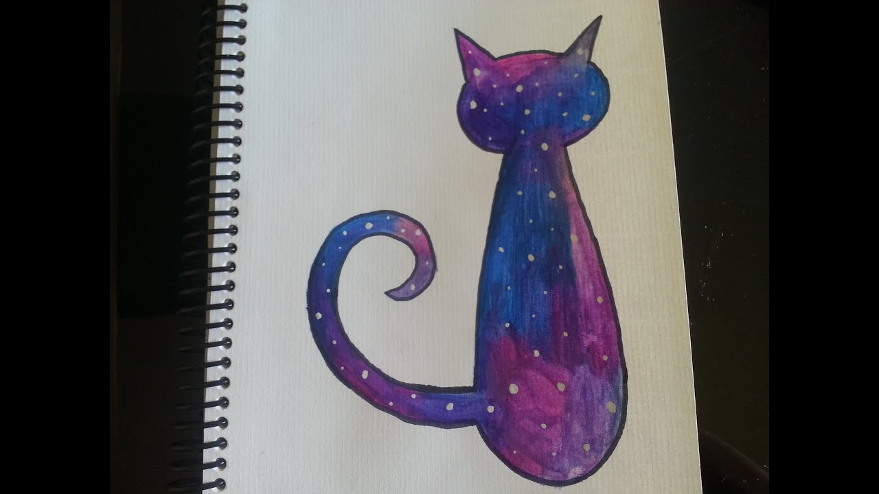 Como dibujar.pintar galaxia en un gato - Dibujando