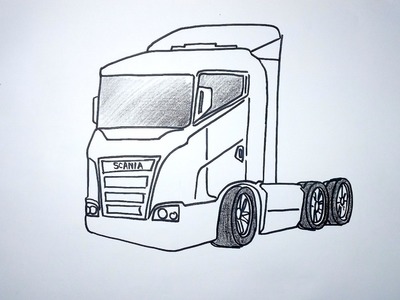 Cómo dibujar un Camión Europa Scania paso a paso