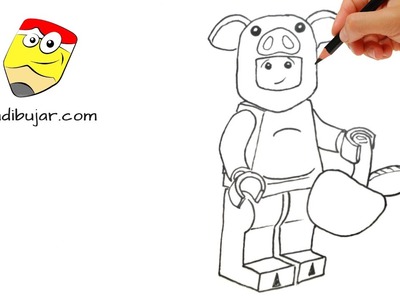 Cómo dibujar un cerdo lego fácil paso a paso | Dibujos para niños