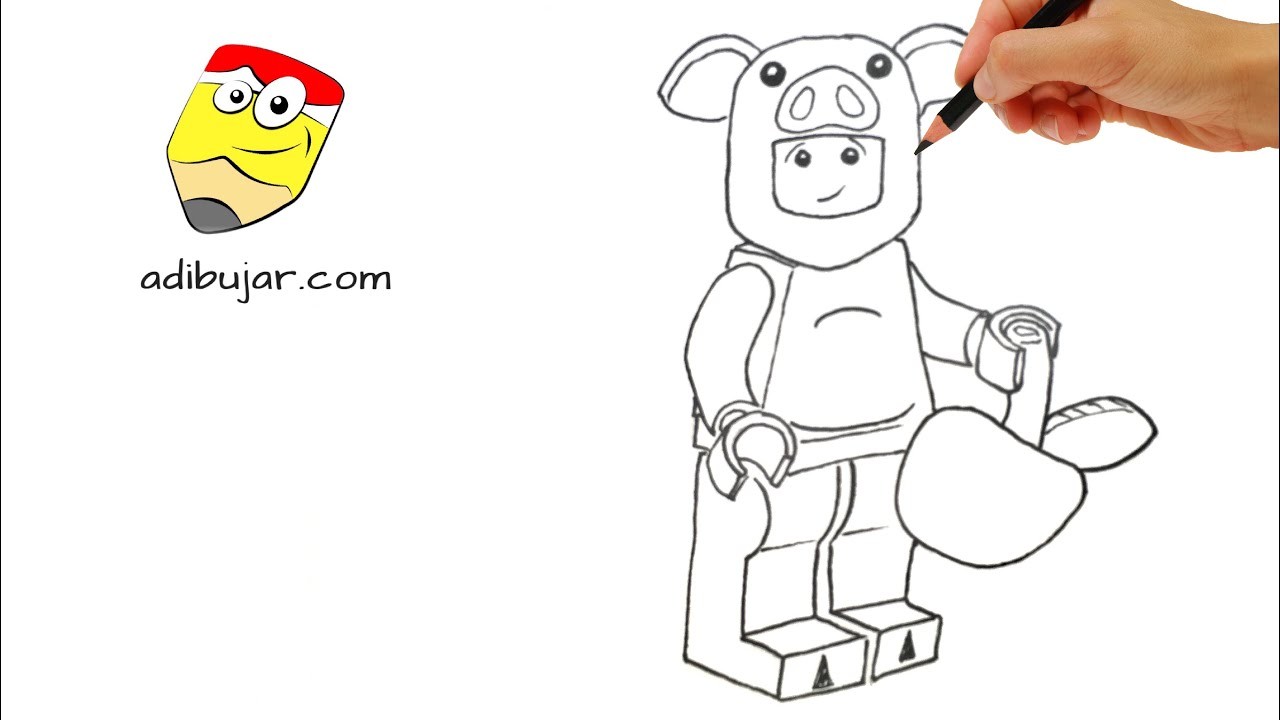 Cómo dibujar un cerdo lego fácil paso a paso | Dibujos para niños