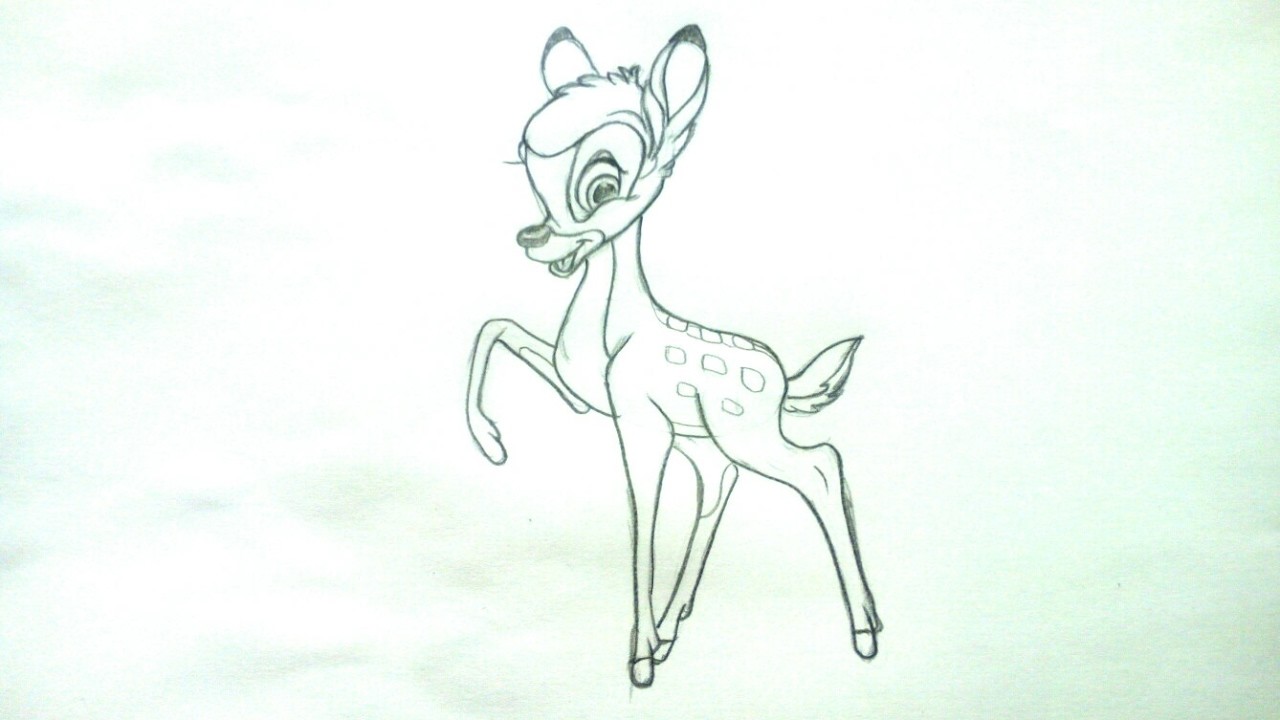 Cómo dibujar un ciervo (Bambi) a lápiz paso a paso - Dibujo de Bambi Disney para niños - Fácil