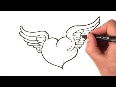 Como dibujar un corazon con alas | como dibujar un corazon con alas paso a paso