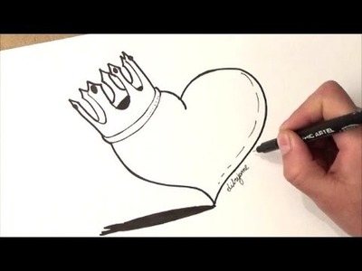 Como dibujar un corazon coronado | como dibujar un corazon coronado paso a paso