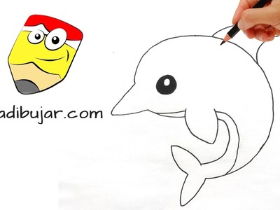 Cómo dibujar un delfín fácil para niños | Dibujo de emoji delfín paso a paso