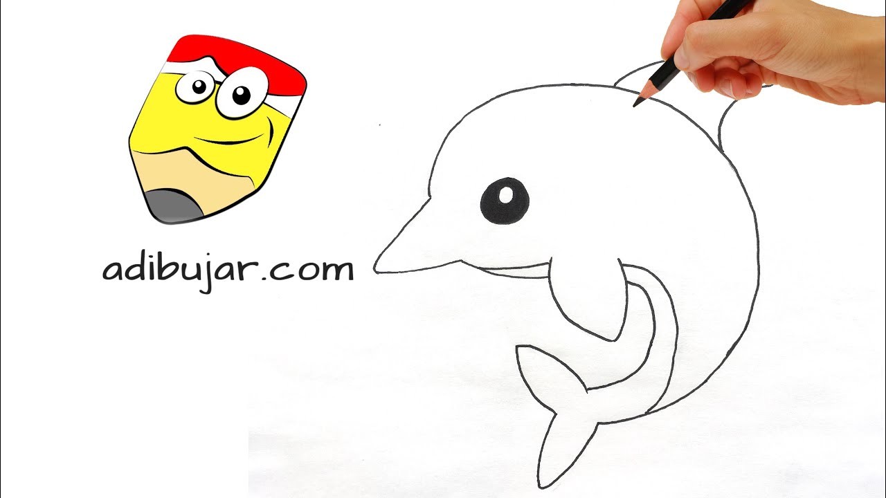 Cómo dibujar un delfín fácil para niños | Dibujo de emoji delfín paso a paso