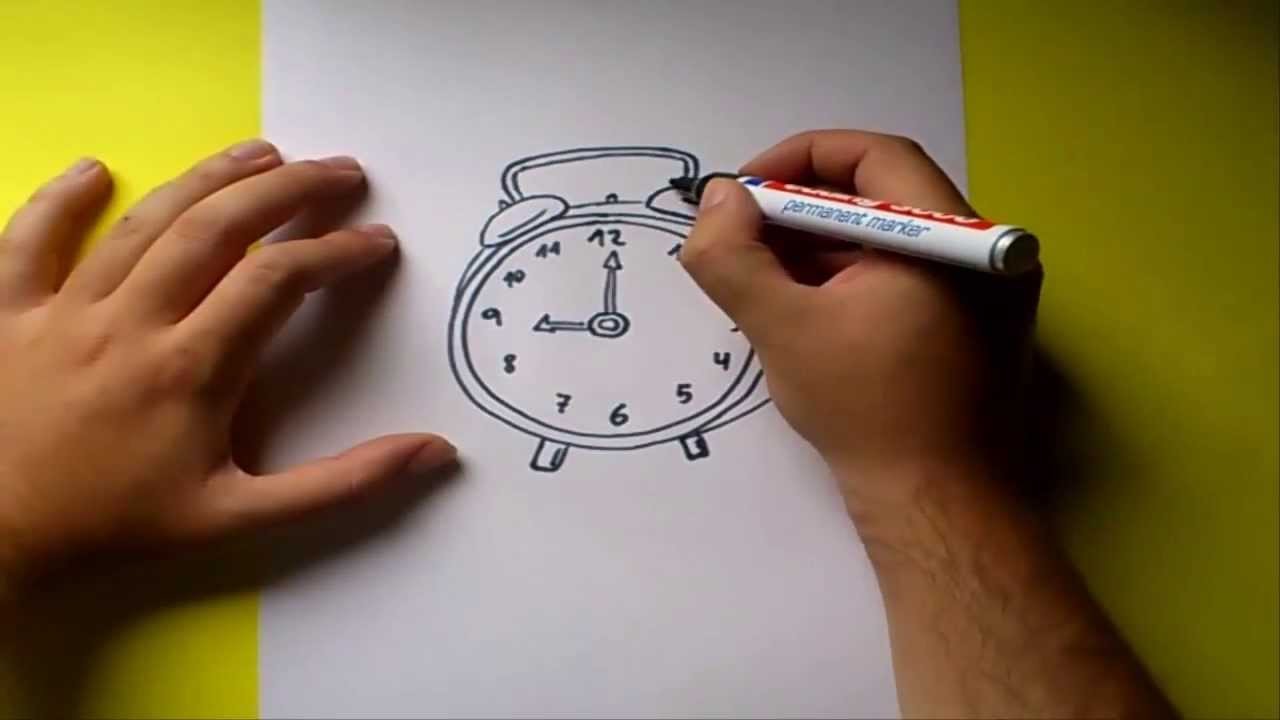 Como dibujar un despertador paso a paso | How to draw an alarm clock