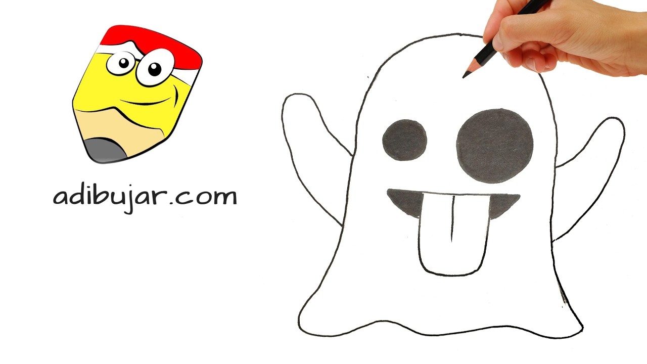 Cómo dibujar un emoji fantasma | Emoticones Whastapp | How to draw ghost emoji