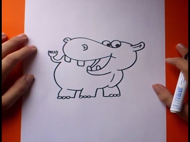 Como dibujar un hipopotamo paso a paso | How to draw a hippopotamus