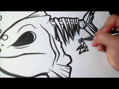 Cómo dibujar un Pez Graffiti Boceto