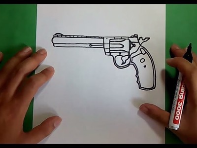 Como dibujar un revolver paso a paso | How to draw a gun